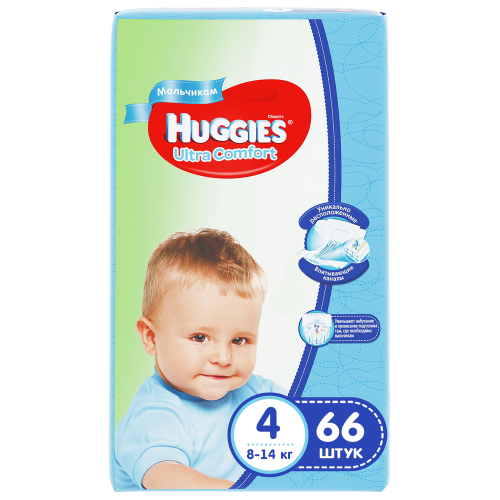 Huggies Ultra Comfort N4 diapers for boys, 66 pcs (8-14kg)