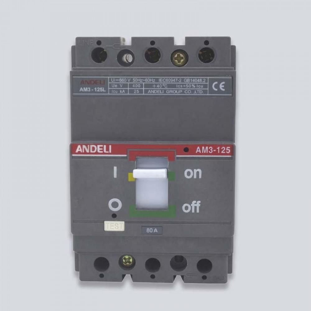 ANDELI Circuit Breaker AM3-125 3P 80A