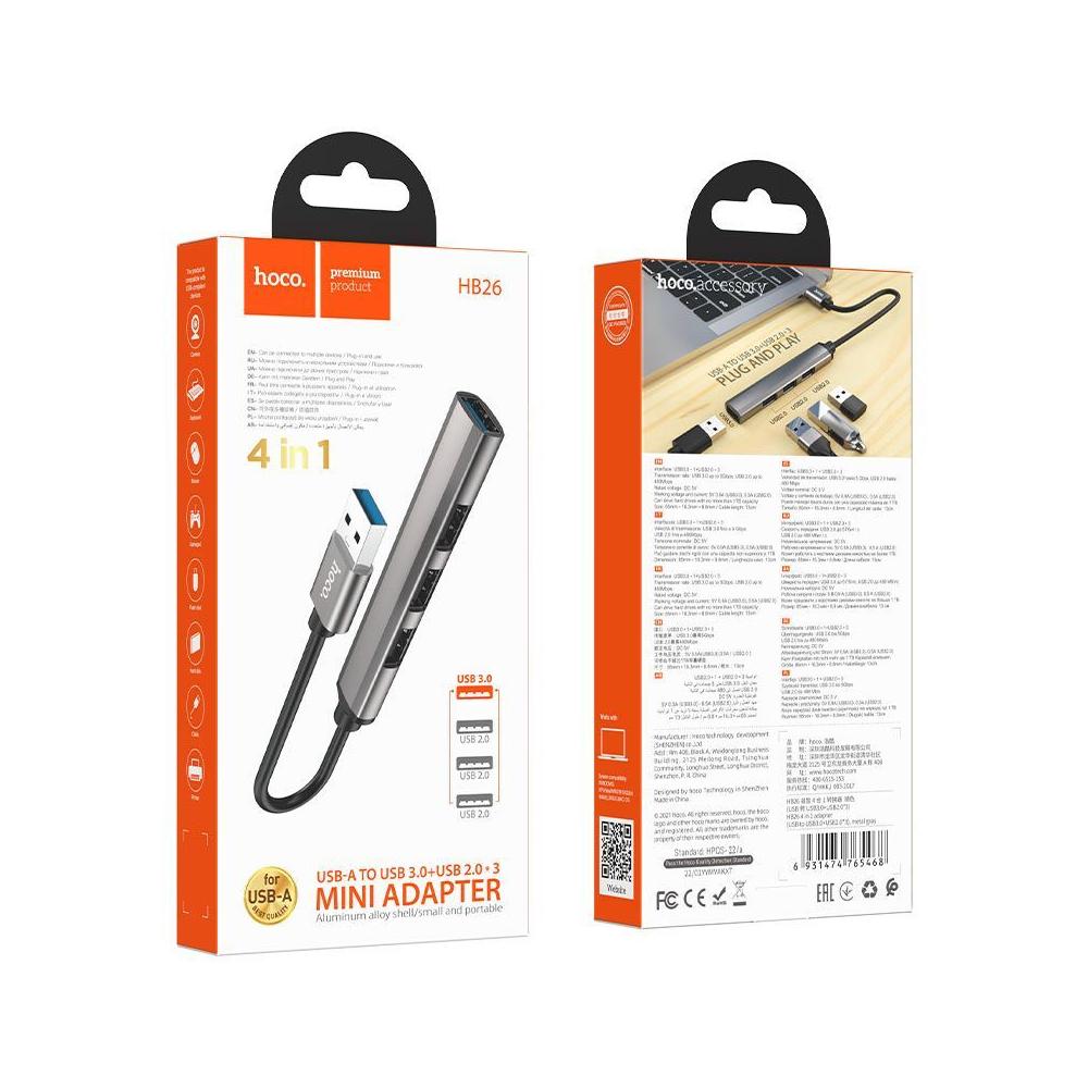 USB Hub 4 Port USB3.0+USB2.0*3 HOCO HB26